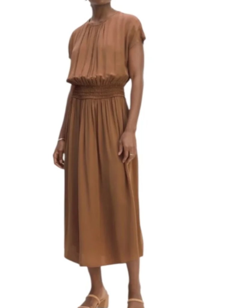 Everlane Gathered Midi Dress Brown M